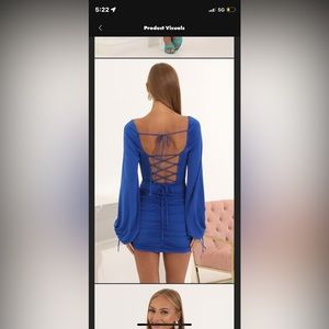 Lucy in the Sky Jacky Long Sleeve Corset Dress in Blue